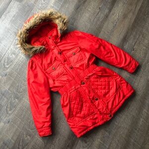 Steve Madden Puffer Jacket Passion Red Girls 10-12